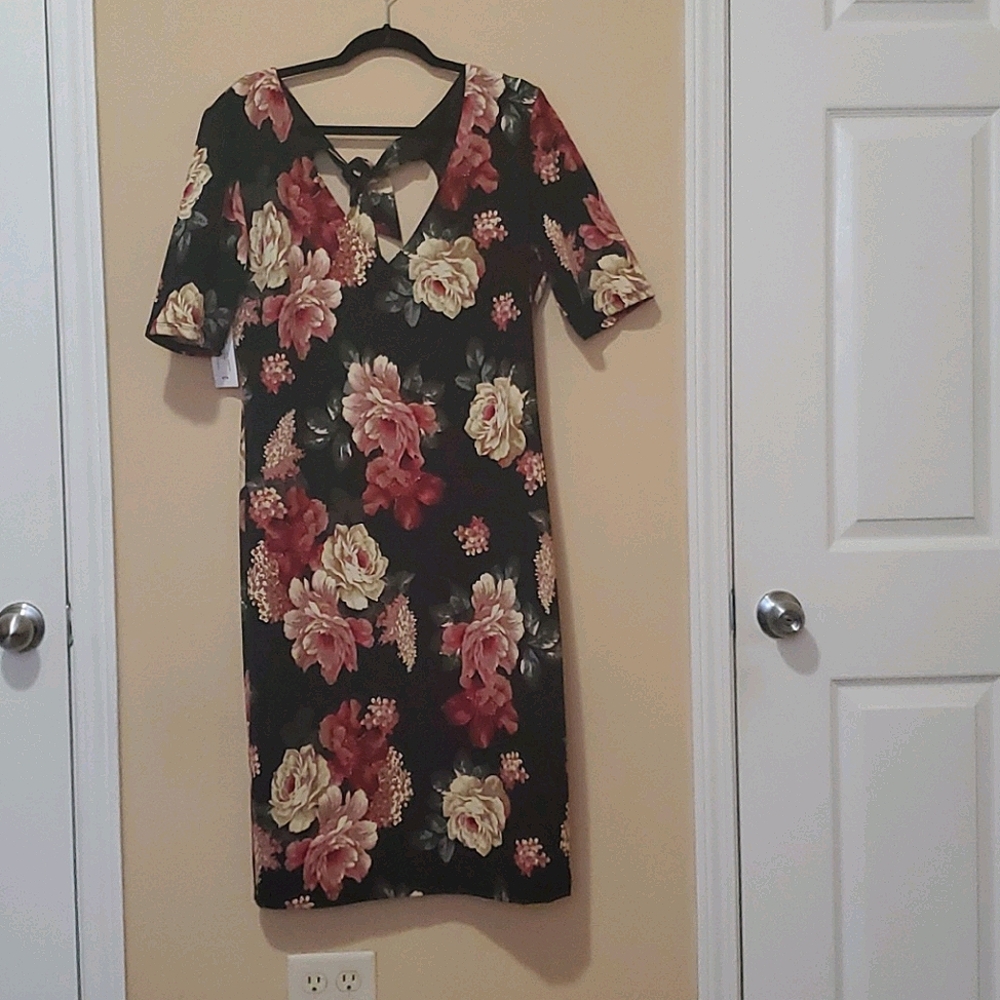 Black Floral Midi Dress